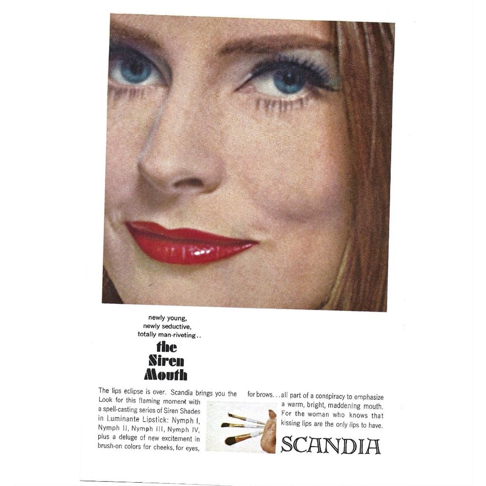 Scandia the Siren Mouth Brushes ADVERT 1960s Vintage Print Ad 9 inch Tall